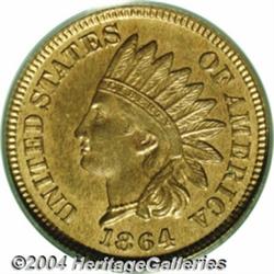 1864 1C Bronze No L PR65 Red and Brown PCGS.