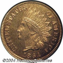 1864 1C Bronze No L PR66 Red and Brown PCGS.