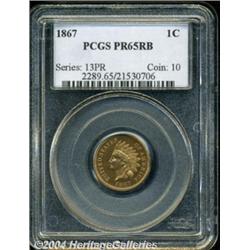 1867 1C PR65 Red and Brown PCGS. Attractively