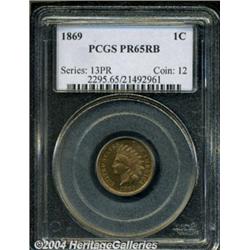 1869 1C PR65 Red and Brown PCGS. A well-struck