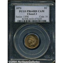 1873 1C Closed 3 PR64 Red Cameo PCGS. A