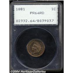 1881 1C PR64 Red PCGS. Lustrous copper-red
