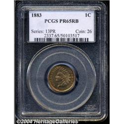 1883 1C PR65 Red and Brown PCGS. Ruby-red and