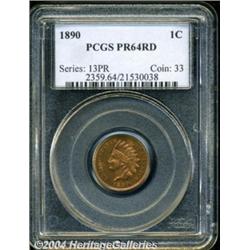1890 1C PR64 Red PCGS. Bright, fiery red, with