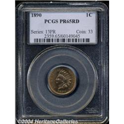 1890 1C PR65 Red PCGS. A meticulously struck