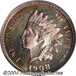 1908 1C PR67 Red and Brown PCGS. A visually