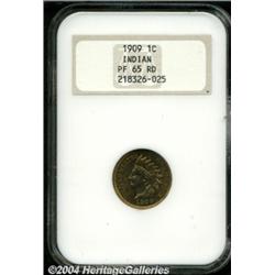 1909 1C PR65 Red NGC. Bright copper-gold color