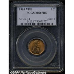 1909 VDB 1C MS67 Red PCGS. Supremely lustrous