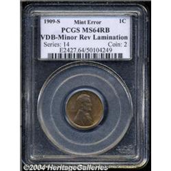1909-S VDB 1C MS64 Red and Brown, Minor