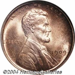 1909-S VDB 1C MS65 Red NGC. Sharply impressed,