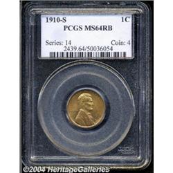 1910-S 1C MS64 Red and Brown PCGS. An