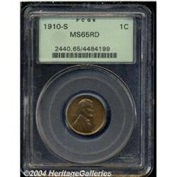 1910-S 1C MS65 Red PCGS. Sharply struck with