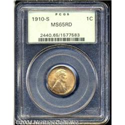 1910-S 1C MS65 Red PCGS. A frosty golden-tan