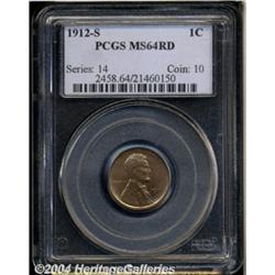 1912-S 1C MS64 Red PCGS. Well struck with good