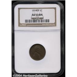 1914-D 1C AU53 NGC. An attractive olive-brown