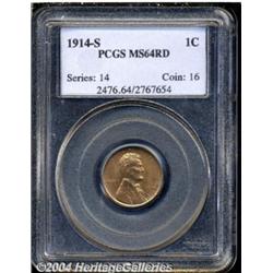 1914-S 1C MS64 Red PCGS. Well struck, save for