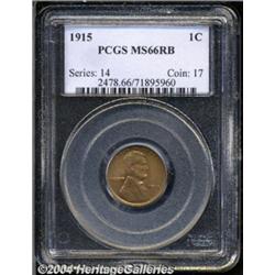 1915 1C MS66 Red and Brown PCGS. The orange