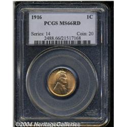 1916 1C MS66 Red PCGS. Brilliant orange with