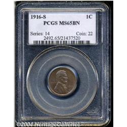 1916-S 1C MS65 Brown PCGS. Vibrant matte-like