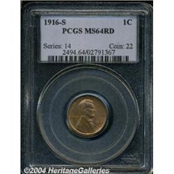 1916-S 1C MS64 Red PCGS. Lustrous and well