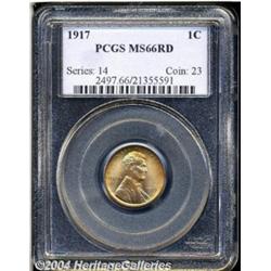 1917 1C MS66 Red PCGS. Wiles UVC-111, DDO-002.