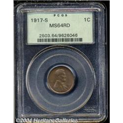 1917-S 1C MS64 Red PCGS. Although well struck