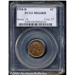 1918-D 1C MS64 Red PCGS. A satiny orange-red