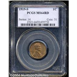 1919-S 1C MS64 Red PCGS. Quite frosty with