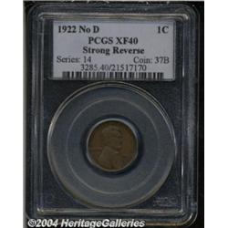 1922 No D 1C Strong Reverse XF40 Brown PCGS. A