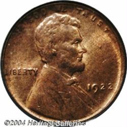 1922 No D 1C Weak Reverse MS63 Red PCGS. Die