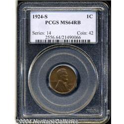 1924-S 1C MS64 Red and Brown PCGS. This