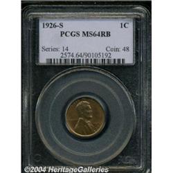 1926-S 1C MS64 Red and Brown PCGS. Bright and
