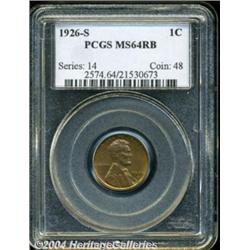1926-S 1C MS64 Red and Brown PCGS. Boldly
