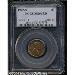 1927-S 1C MS64 Red PCGS. A beautiful example