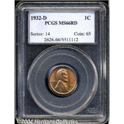 1932-D 1C MS66 Red PCGS. A sharply struck and