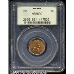 1932-D 1C MS66 Red PCGS. Dappled orange-red