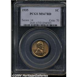 1935 1C MS67 Red PCGS. Lustrous, copper-red. A
