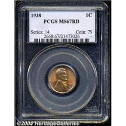 1938 1C MS67 Red PCGS. Glowing, satiny-red