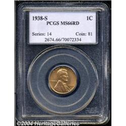 1938-S 1C MS66 Red PCGS. Bright copper-orange