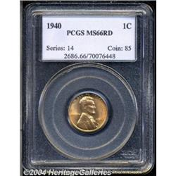 1940 1C MS66 Red PCGS. Supremely lustrous with
