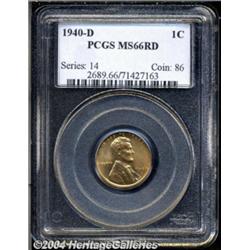 1940-D 1C MS66 Red PCGS. Glowing red surfaces