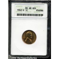 1940-S 1C MS68 Red ANACS. Radiant orange-gold