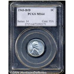 1943-D/D 1C MS64 PCGS. FS-019. RPM-1. The