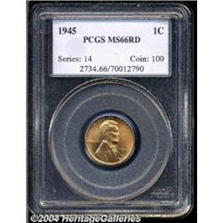 1945 1C MS66 Red PCGS. Bright, satin-like