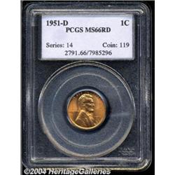 1951-D 1C MS66 Red PCGS. Blazing luster