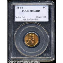 1954-S 1C MS66 Red PCGS. Well detailed with