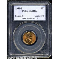1955-S 1C MS66 Red PCGS. A gleaming-red Gem