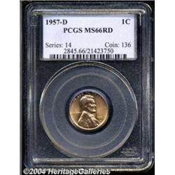 1957-D 1C MS66 Red PCGS. Lustrous copper
