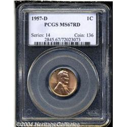 1957-D 1C MS67 Red PCGS. Well struck with