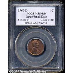 1960-D 1C Small Over Large Date MS63 Red and